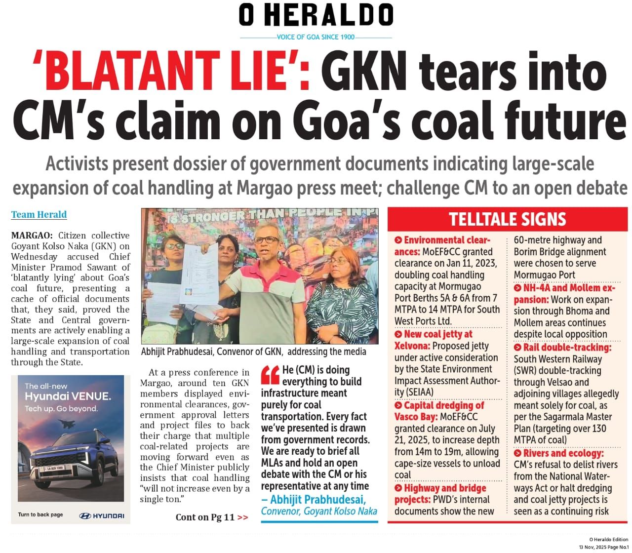 'Blatant lie': GKN tears into CM's claim on Goa's coal future