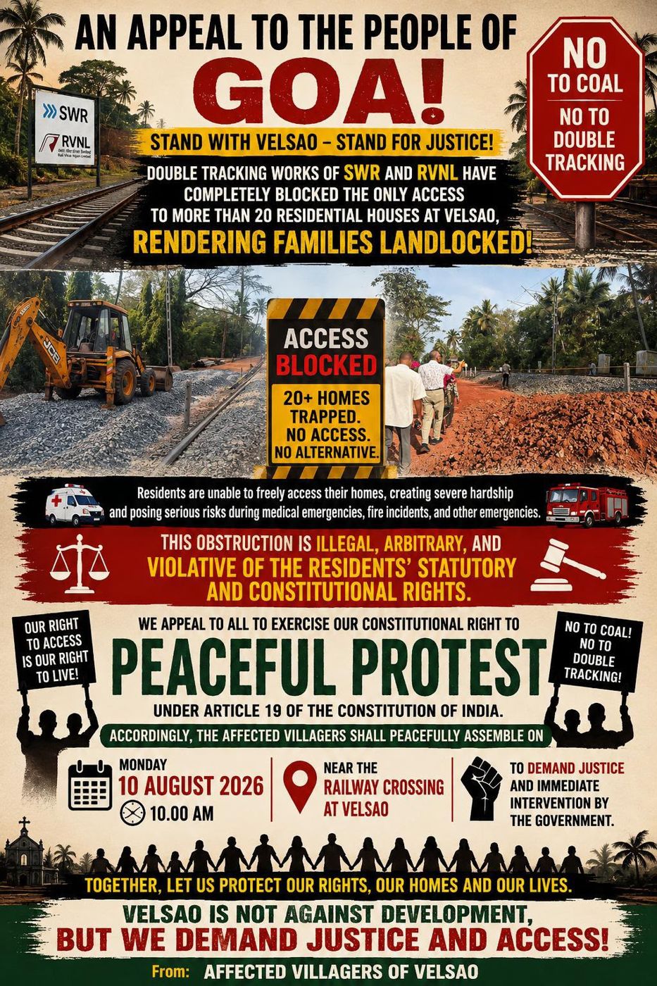 Poster: An appeal to the people of Goa, stand with Velsao